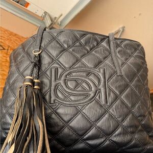 Bebe Large Black Quilted with Tassel